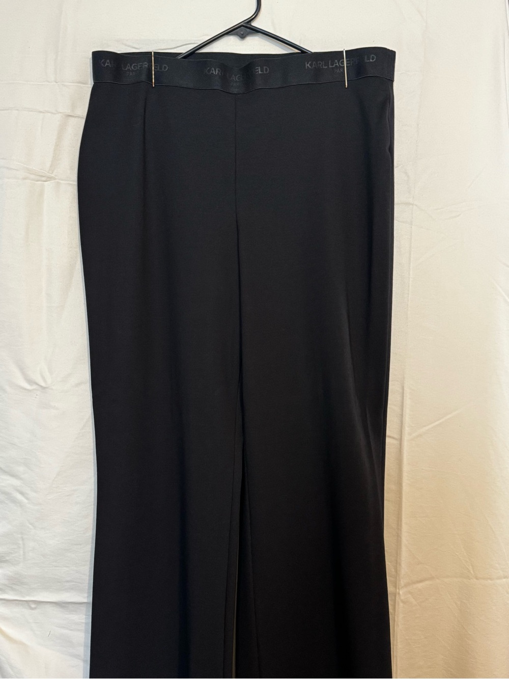 Karl Lagerfeld Black Branded Elastic Waistband Trousers